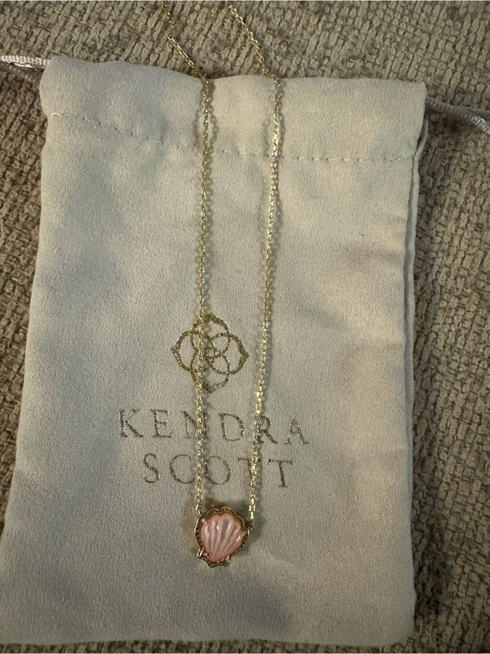 Kendra Scott Gold Necklace with Pink Shell Pendant